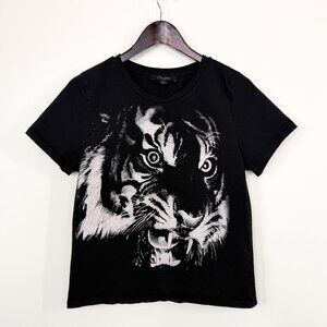 AllSaints Black Tee with White Tiger Graphic